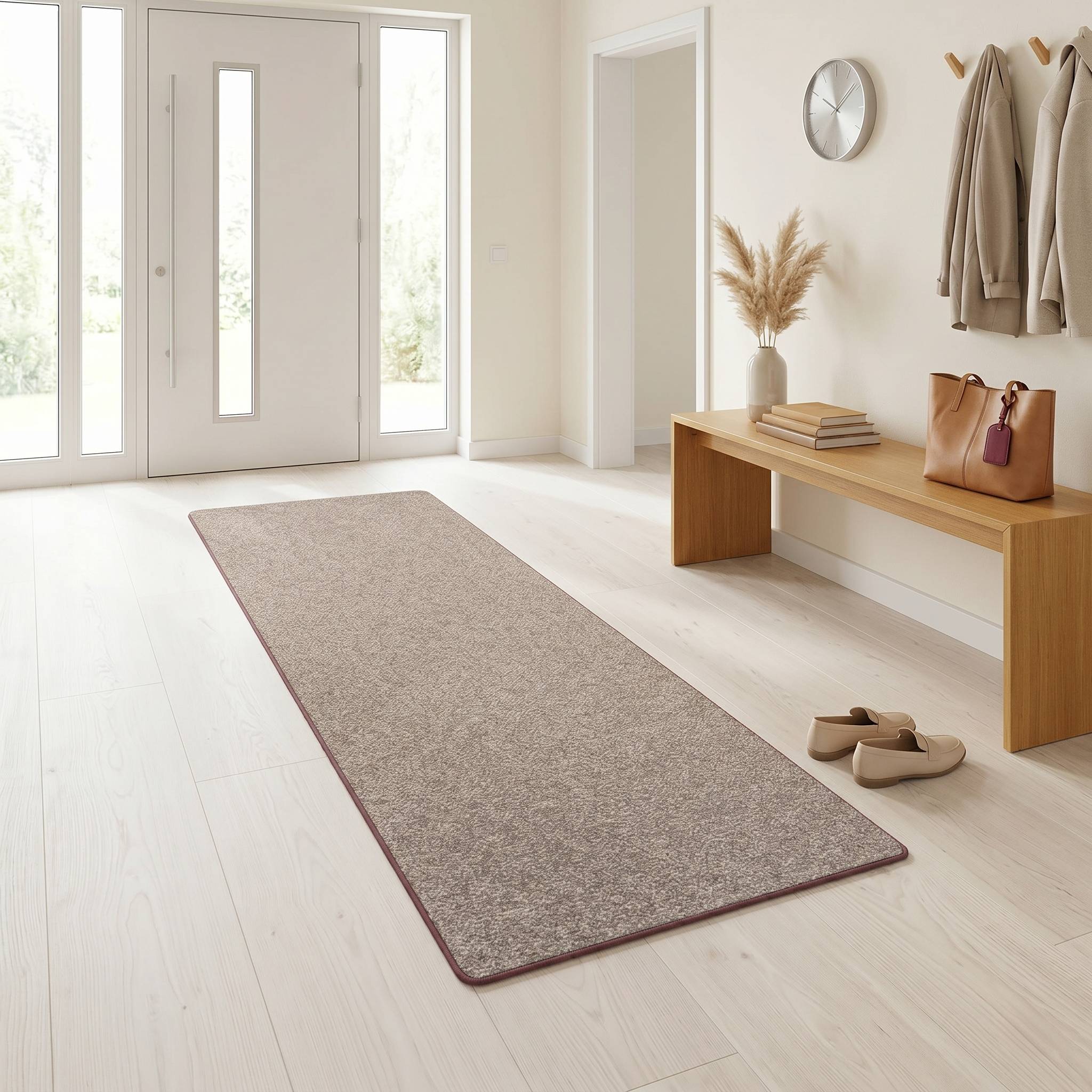 FLOORDIREKT Teppich-Läufer London – Pflegeleichter Schlingenfloor – Modernes Design – Hellbraun – 200 x 250 cm