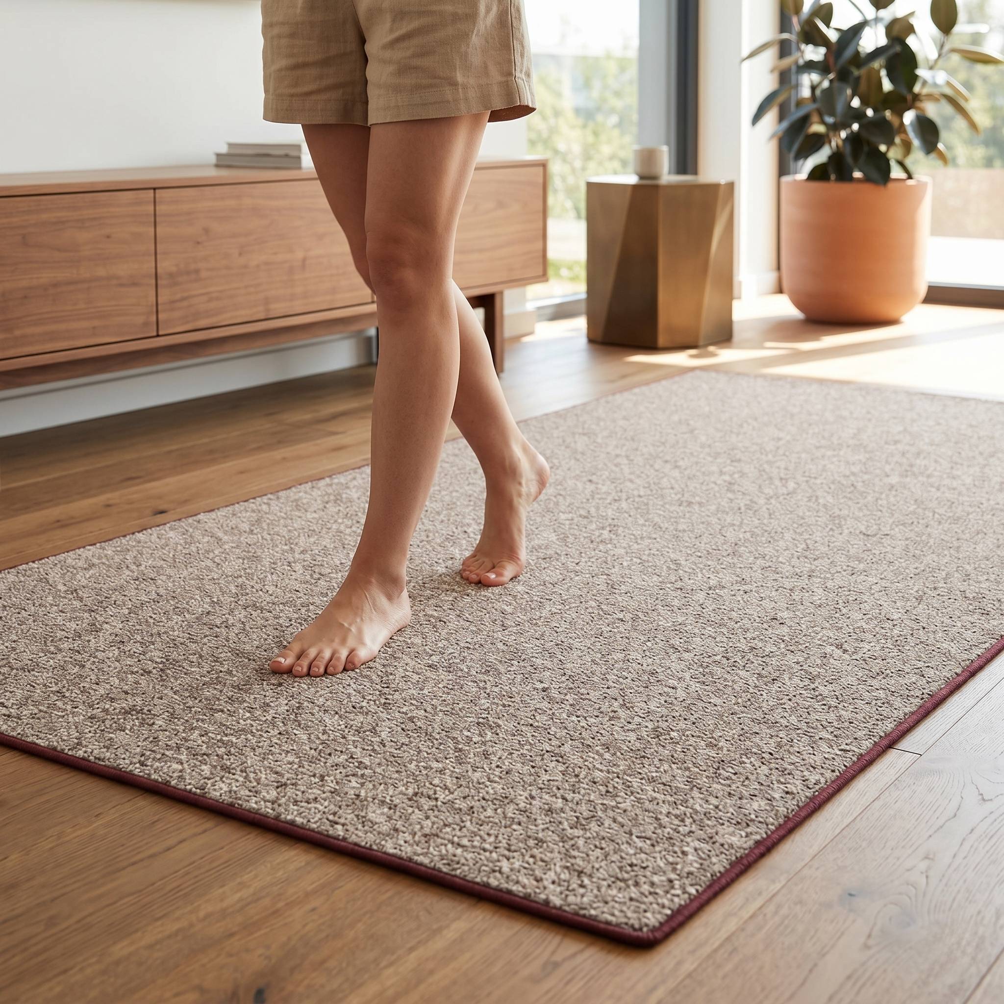 FLOORDIREKT Teppich-Läufer London – Pflegeleichter Schlingenfloor – Modernes Design – Hellbraun – 200 x 250 cm