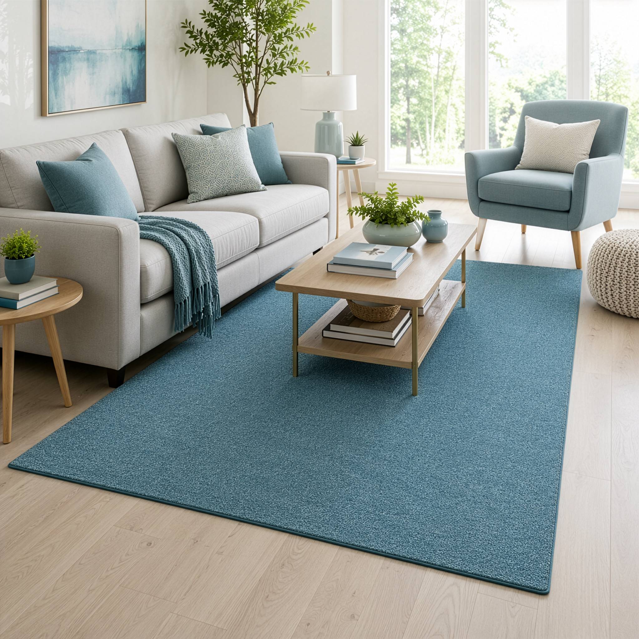 FLOORDIREKT Teppich-Läufer London – Pflegeleichter Schlingenfloor – Modernes Design – Grün – 100 x 450 cm
