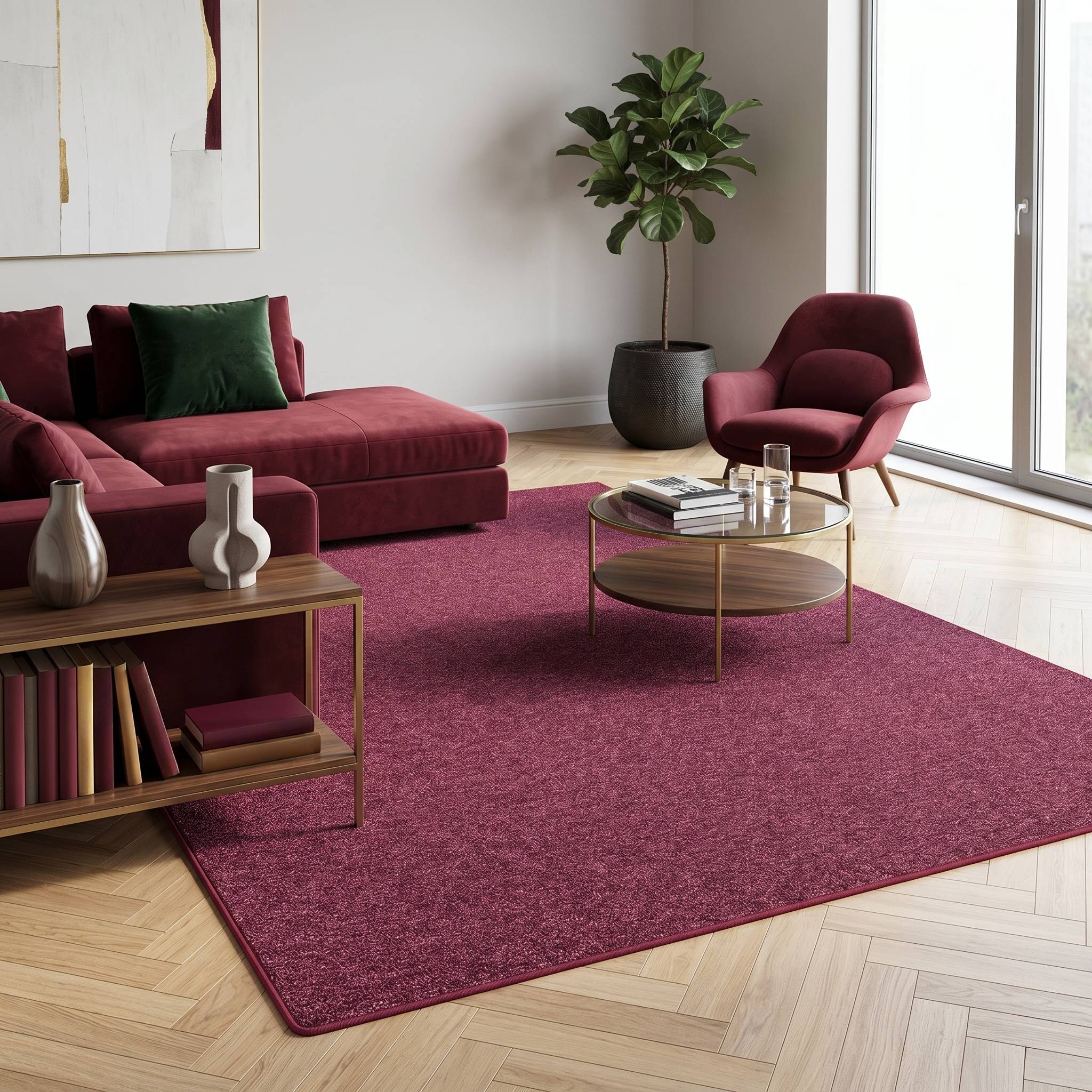 FLOORDIREKT Teppich-Läufer London – Pflegeleichter Schlingenfloor – Modernes Design – Rot – 200 x 250 cm