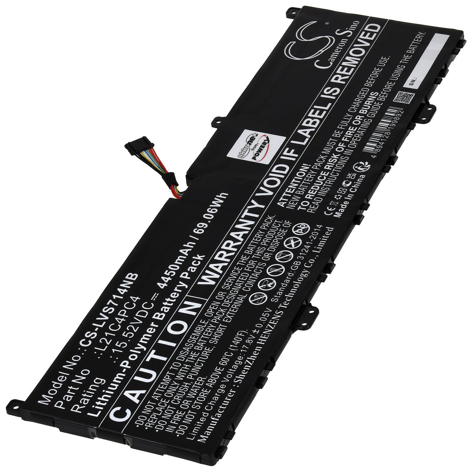 Powery Akku für Lenovo Yoga Slim 7 ProX 14IAH7 82TK0033KR Laptop, 15,52V, Li-Polymer