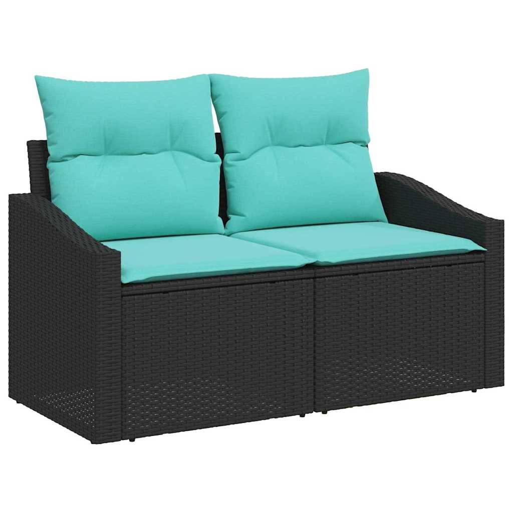 vidaXL Gartensofa-set mit Kissen 10 pcs Schwarz Poly-Rattan