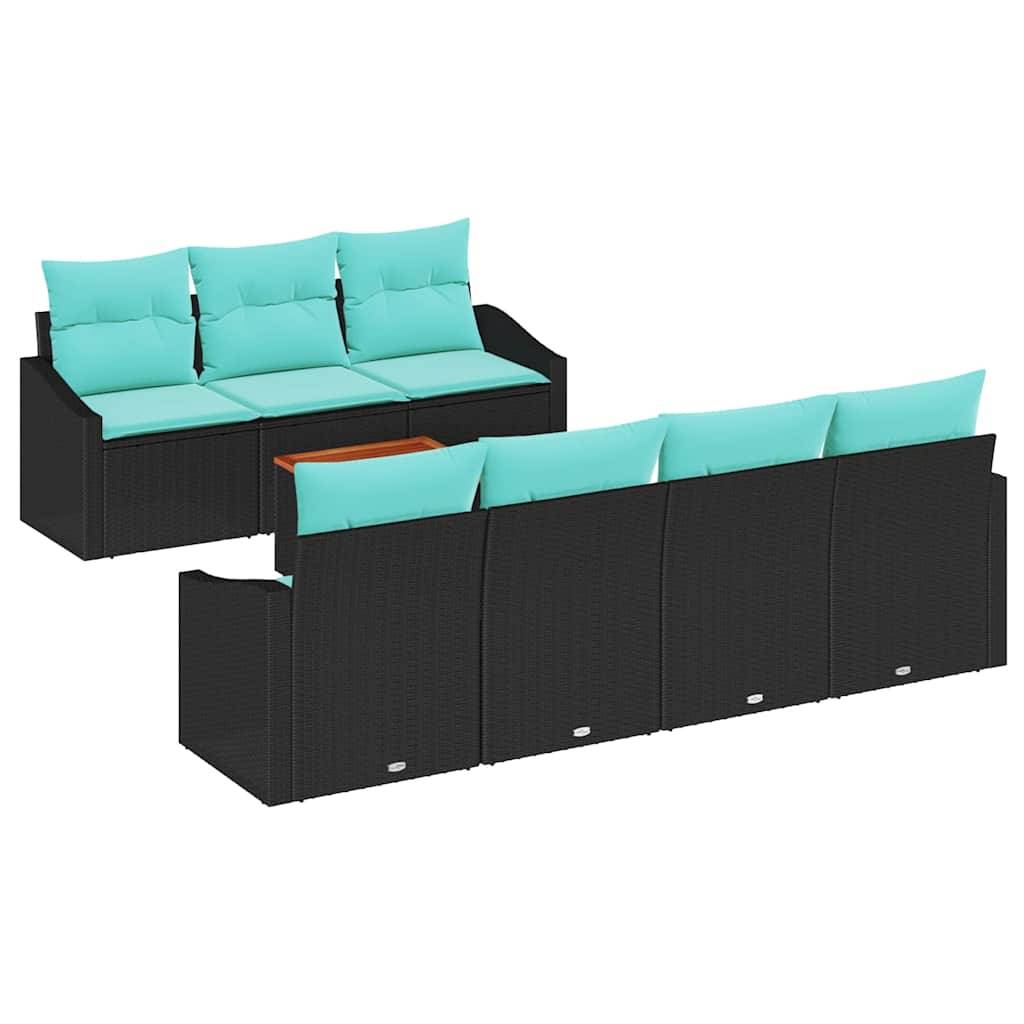 vidaXL Gartensofa-set mit Kissen 8 pcs Schwarz Poly-Rattan
