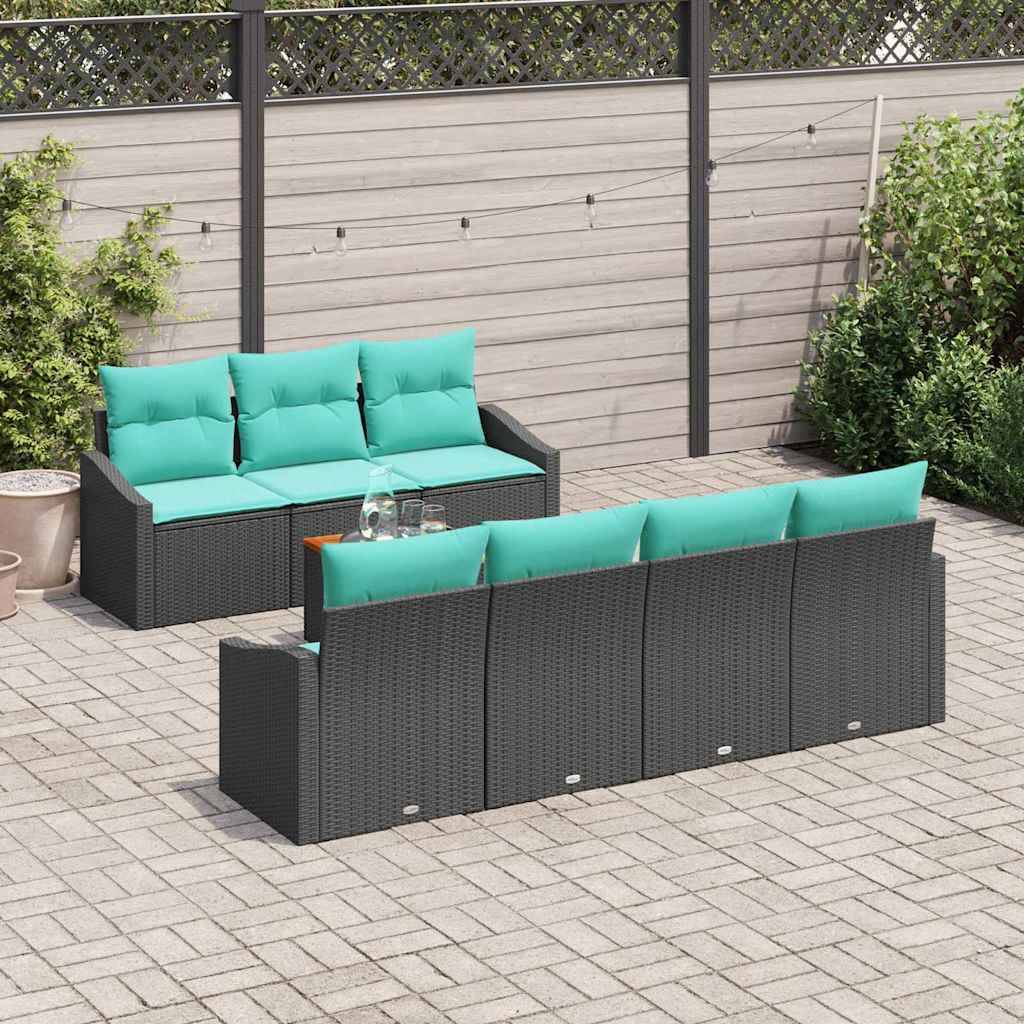 vidaXL Gartensofa-set mit Kissen 8 pcs Schwarz Poly-Rattan