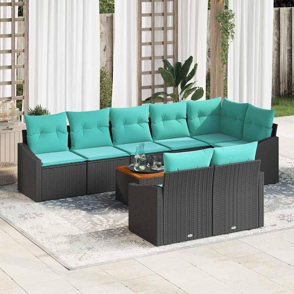 vidaXL Gartensofa-set mit Kissen 9 pcs Schwarz Poly-Rattan