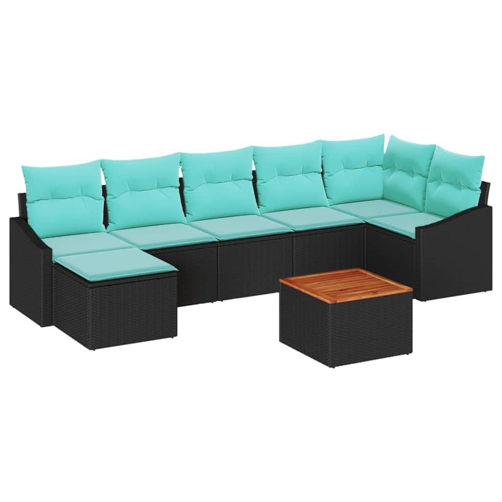 vidaXL Gartensofa-set mit Kissen 8 pcs Schwarz Poly-Rattan