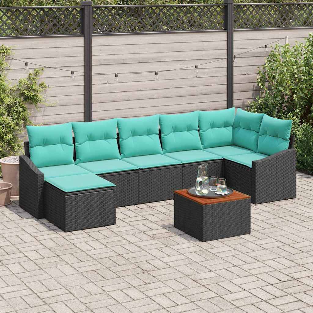 vidaXL Gartensofa-set mit Kissen 8 pcs Schwarz Poly-Rattan