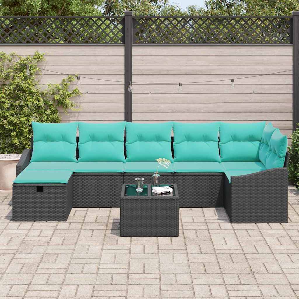 vidaXL Sofa Set mit Kissen mit Speicher 8 pcs Poly-Rattan
