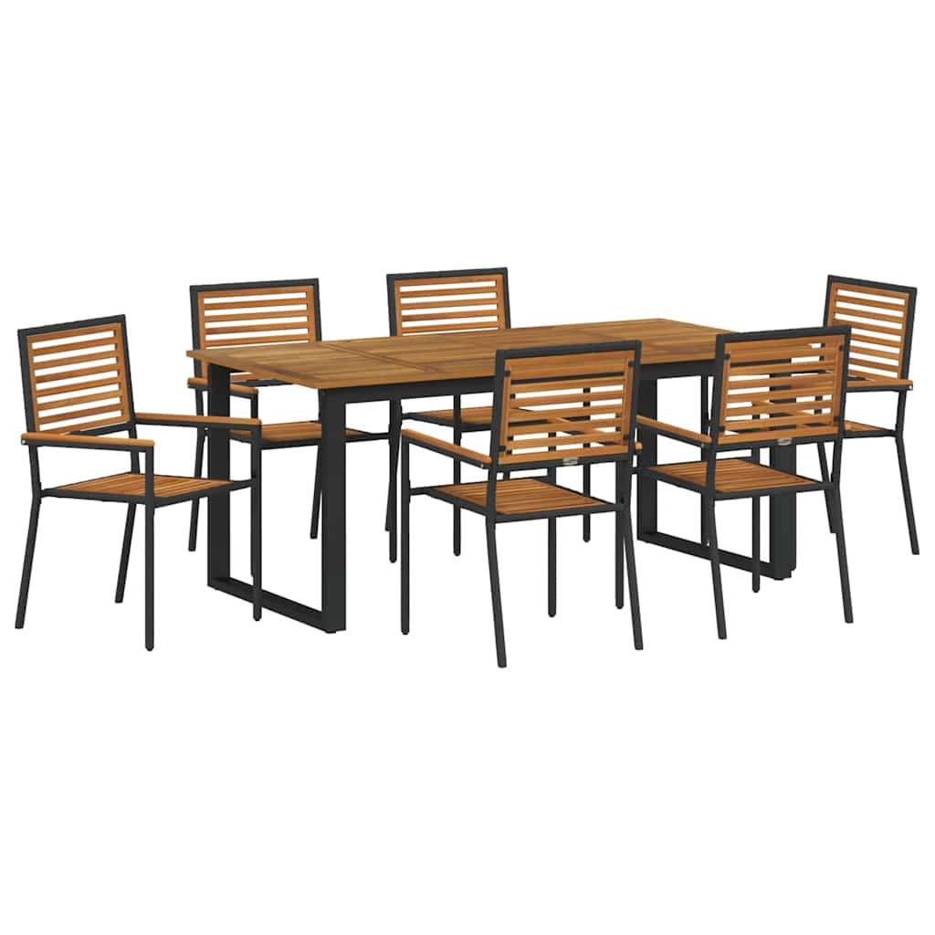 vidaXL Garten Essgruppe 7 pcs Schwarz Massivholz Akazie
