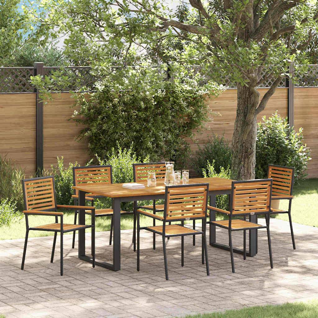 vidaXL Garten Essgruppe 7 pcs Schwarz Massivholz Akazie