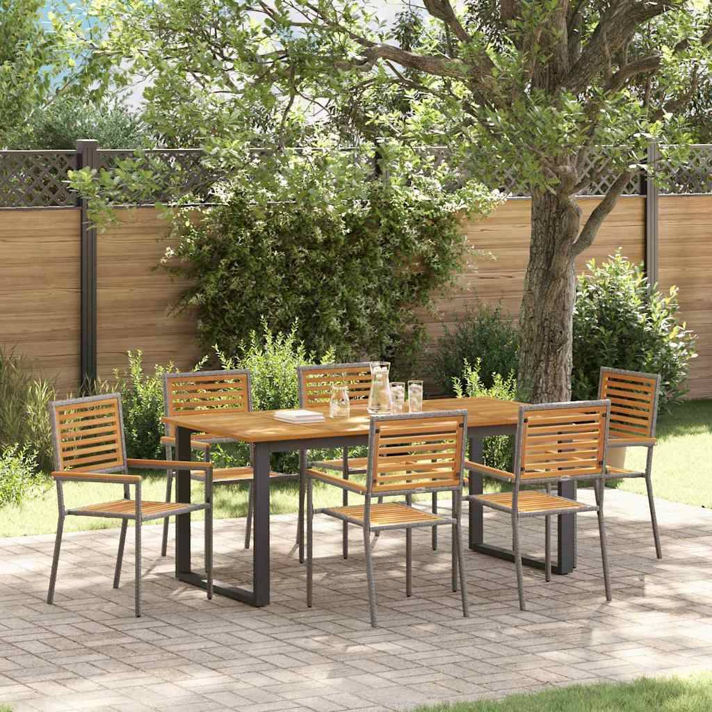 vidaXL Garten Essgruppe 7 pcs Grau Massivholz Akazie
