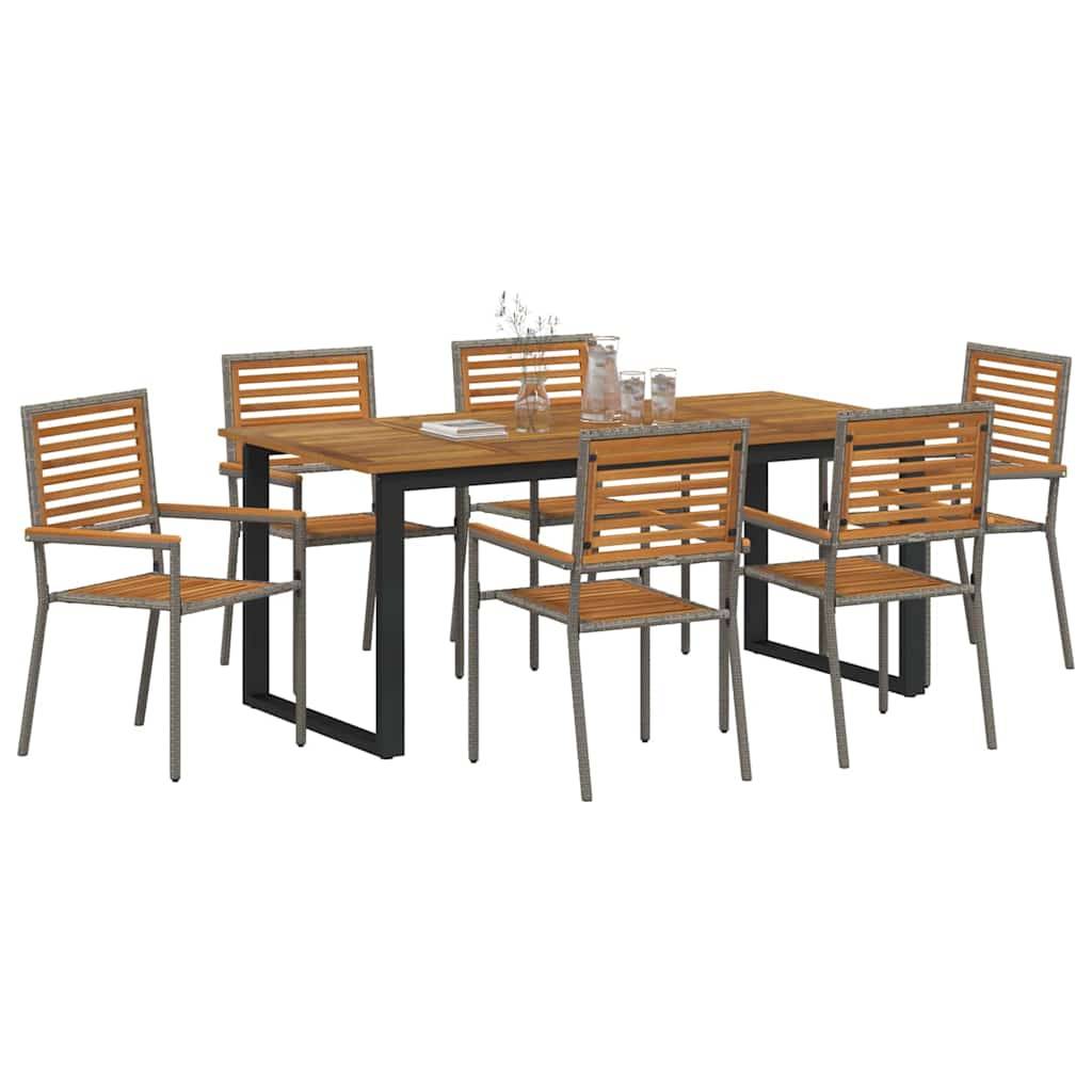 vidaXL Garten Essgruppe 7 pcs Grau Massivholz Akazie