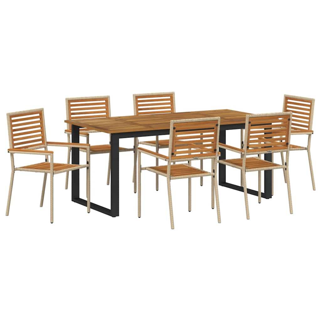 vidaXL Garten Essgruppe 7 pcs Beige Massivholz Akazie