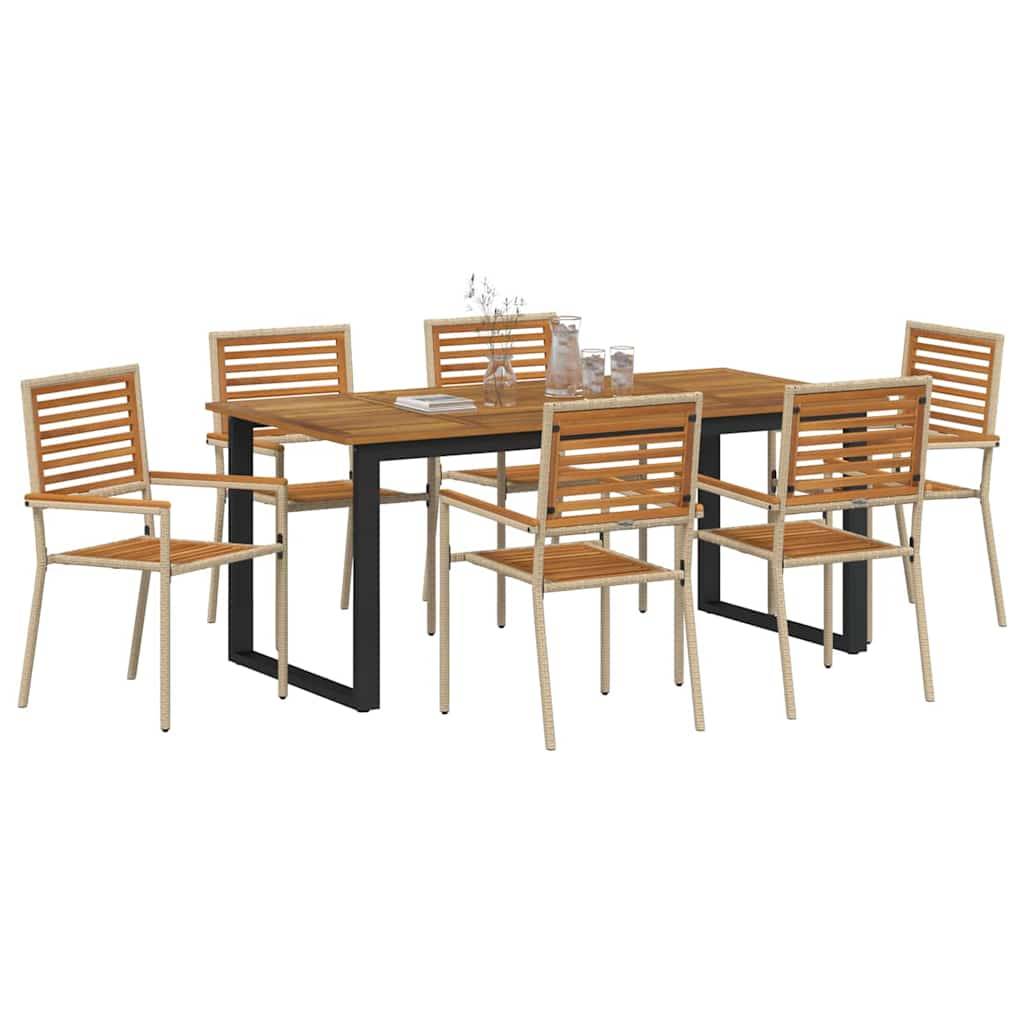 vidaXL Garten Essgruppe 7 pcs Beige Massivholz Akazie