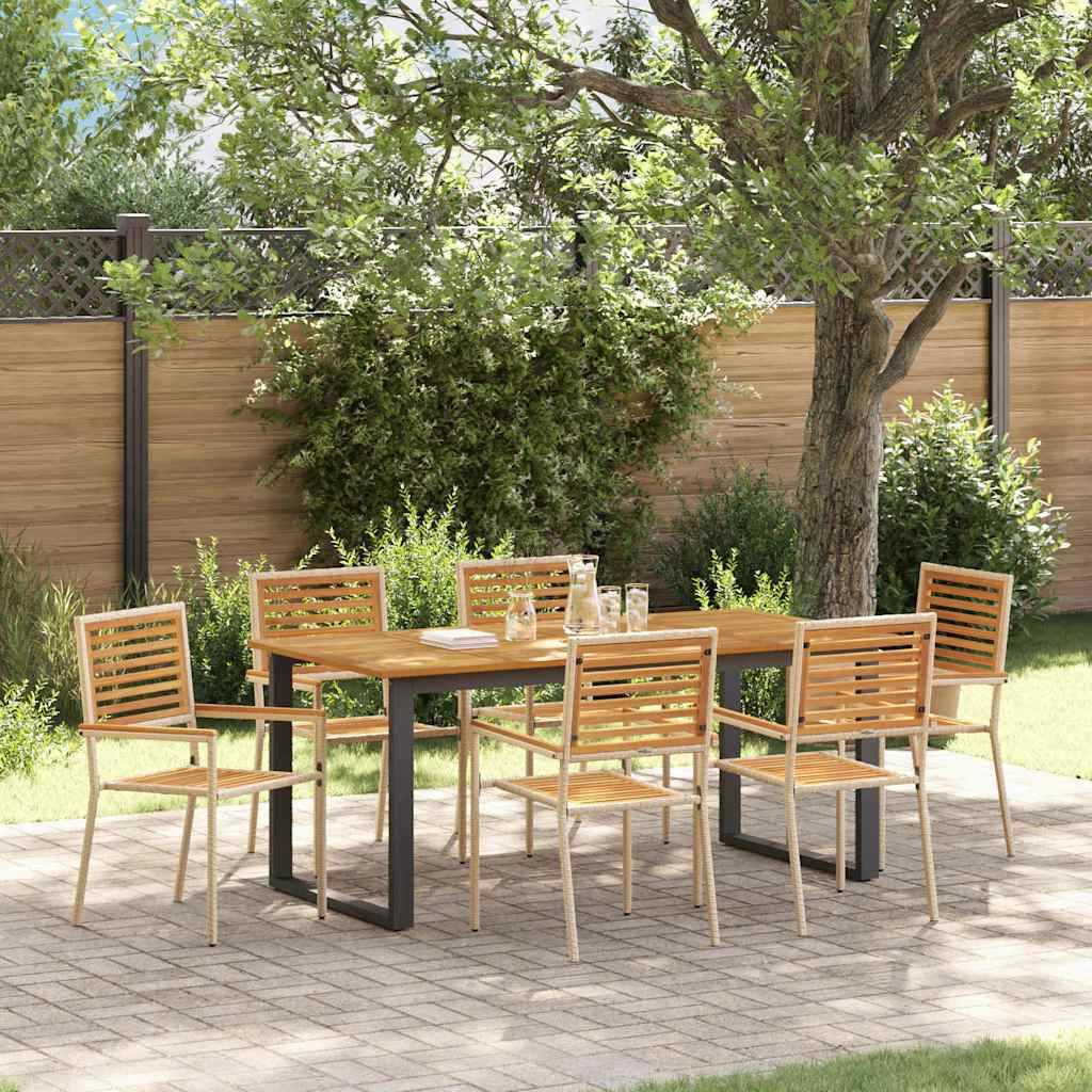 vidaXL Garten Essgruppe 7 pcs Beige Massivholz Akazie