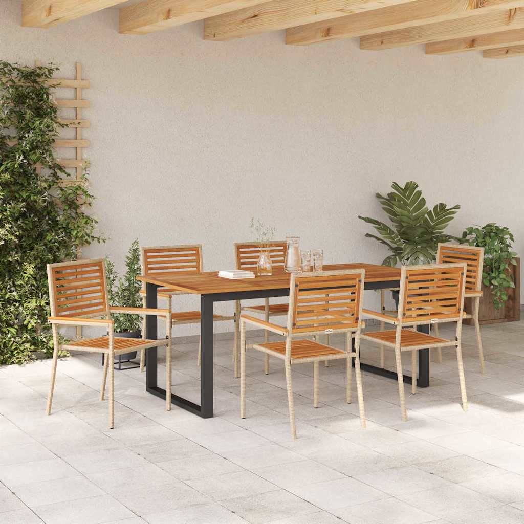 vidaXL Garten Essgruppe 7 pcs Beige Massivholz Akazie
