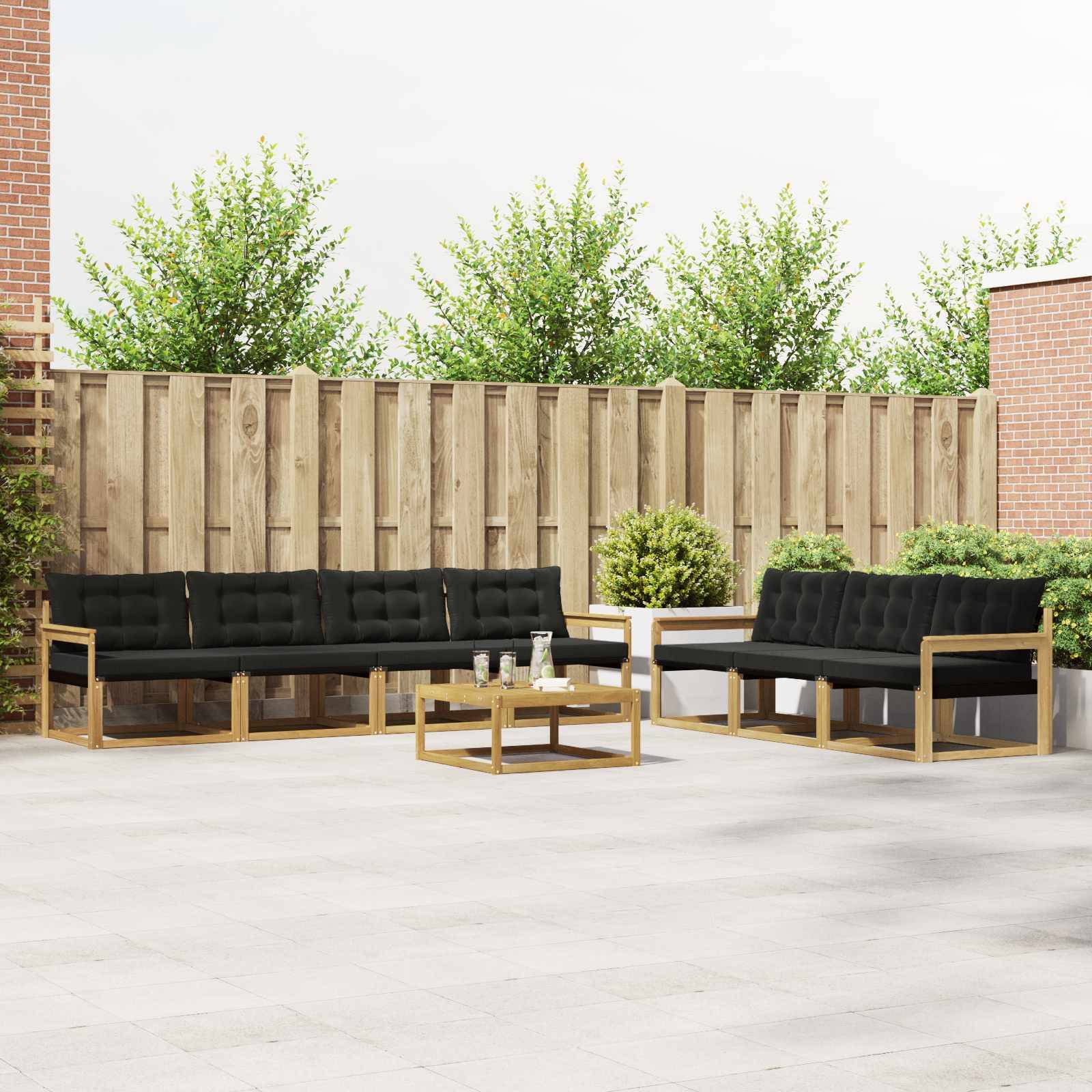 vidaXL Outdoor-Sofagarnitur 8 pcs Weiß und Schwarz