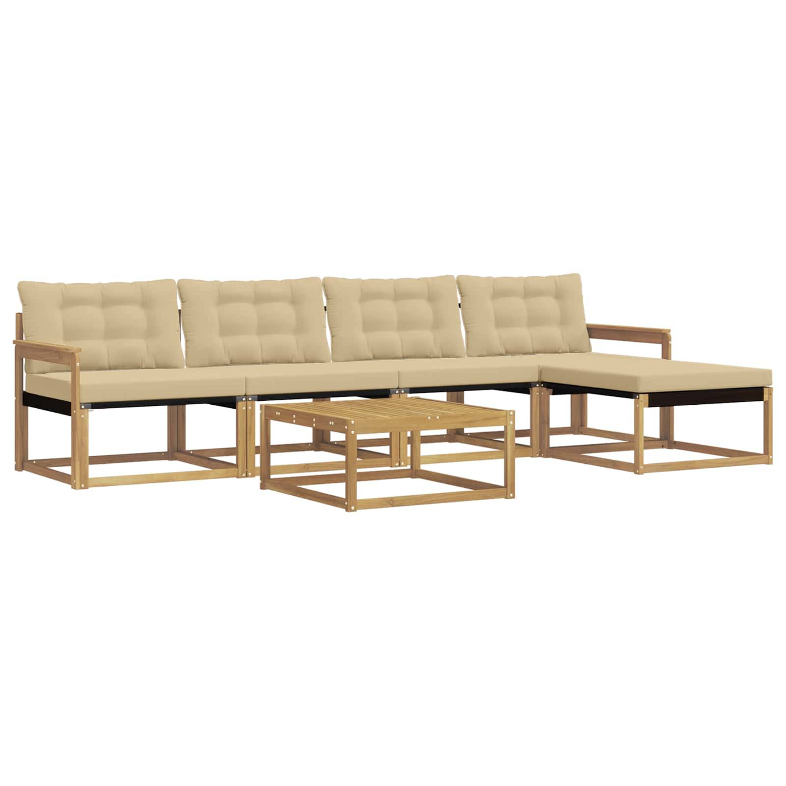 vidaXL Outdoor-Sofagarnitur 6 pcs Weiß und Beige