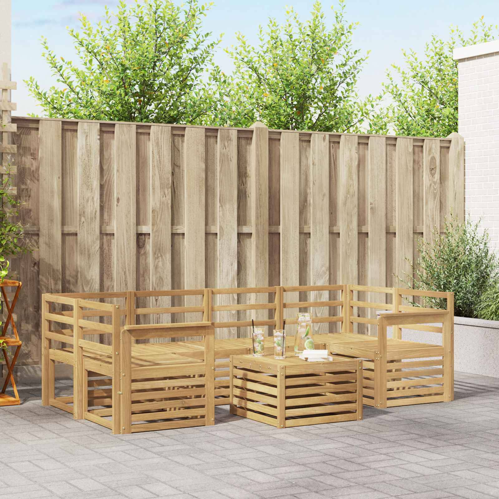 vidaXL Outdoor-Sofagarnitur 7 pcs Weiß Massivholz Akazie