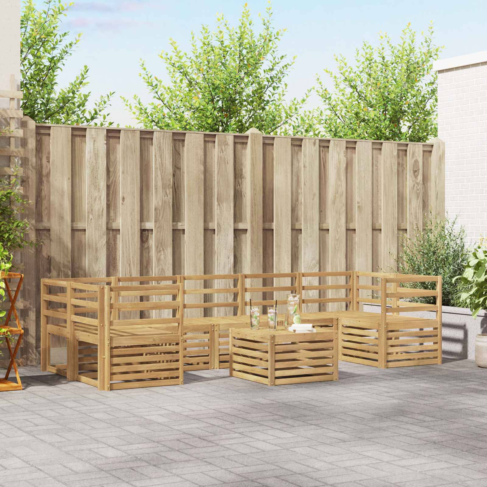 vidaXL Outdoor-Sofagarnitur 8 pcs Weiß Massivholz Akazie