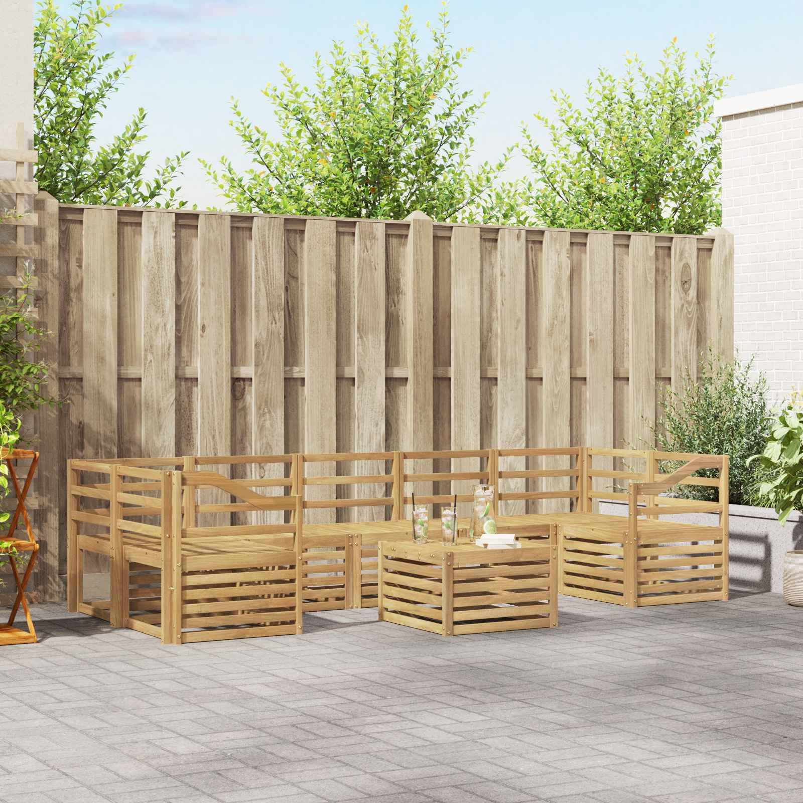 vidaXL Outdoor-Sofagarnitur 8 pcs Weiß Massivholz Akazie