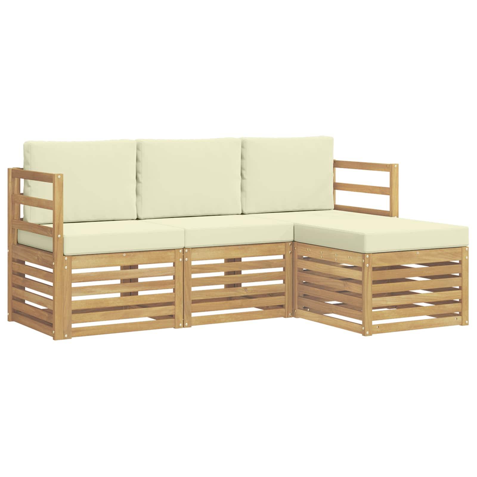 vidaXL Outdoor-Sofagarnitur 4 pcs Weiß und Creme 185,5 x 122,5 x 73 cm