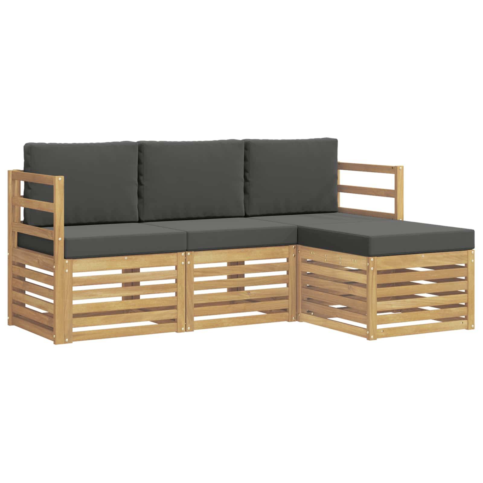 vidaXL Outdoor-Sofagarnitur 4 pcs Weiß und Anthrazit