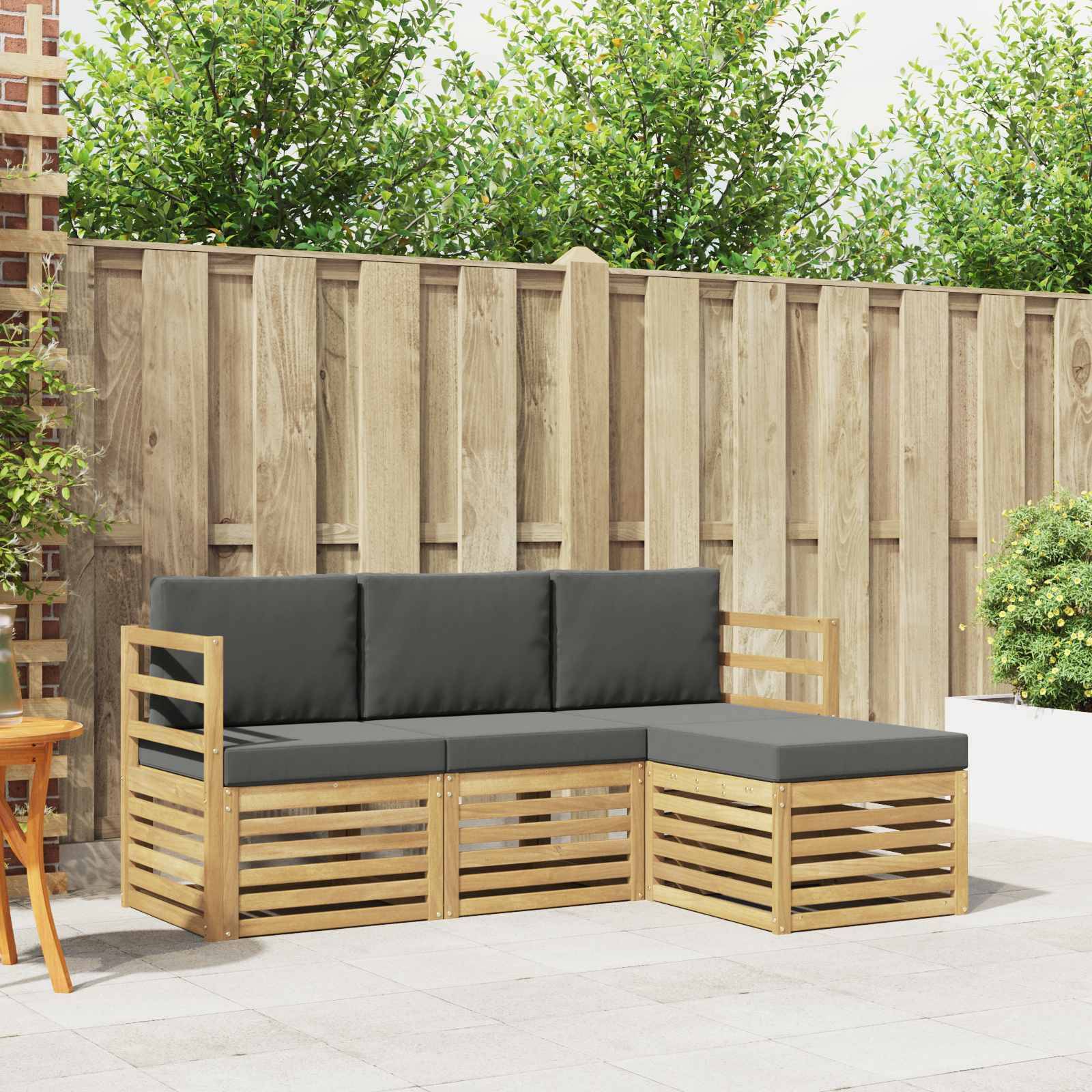 vidaXL Outdoor-Sofagarnitur 4 pcs Weiß und Anthrazit