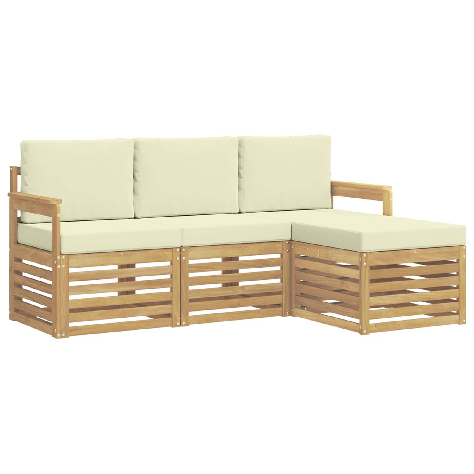 vidaXL Outdoor-Sofagarnitur 4 pcs Weiß und Creme 189,5 x 122,5 x 73 cm