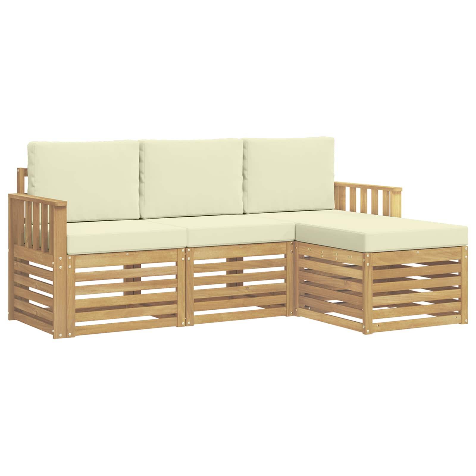 vidaXL Outdoor-Sofagarnitur 4 pcs Weiß und Creme 189,5 x 122,5 x 73 cm