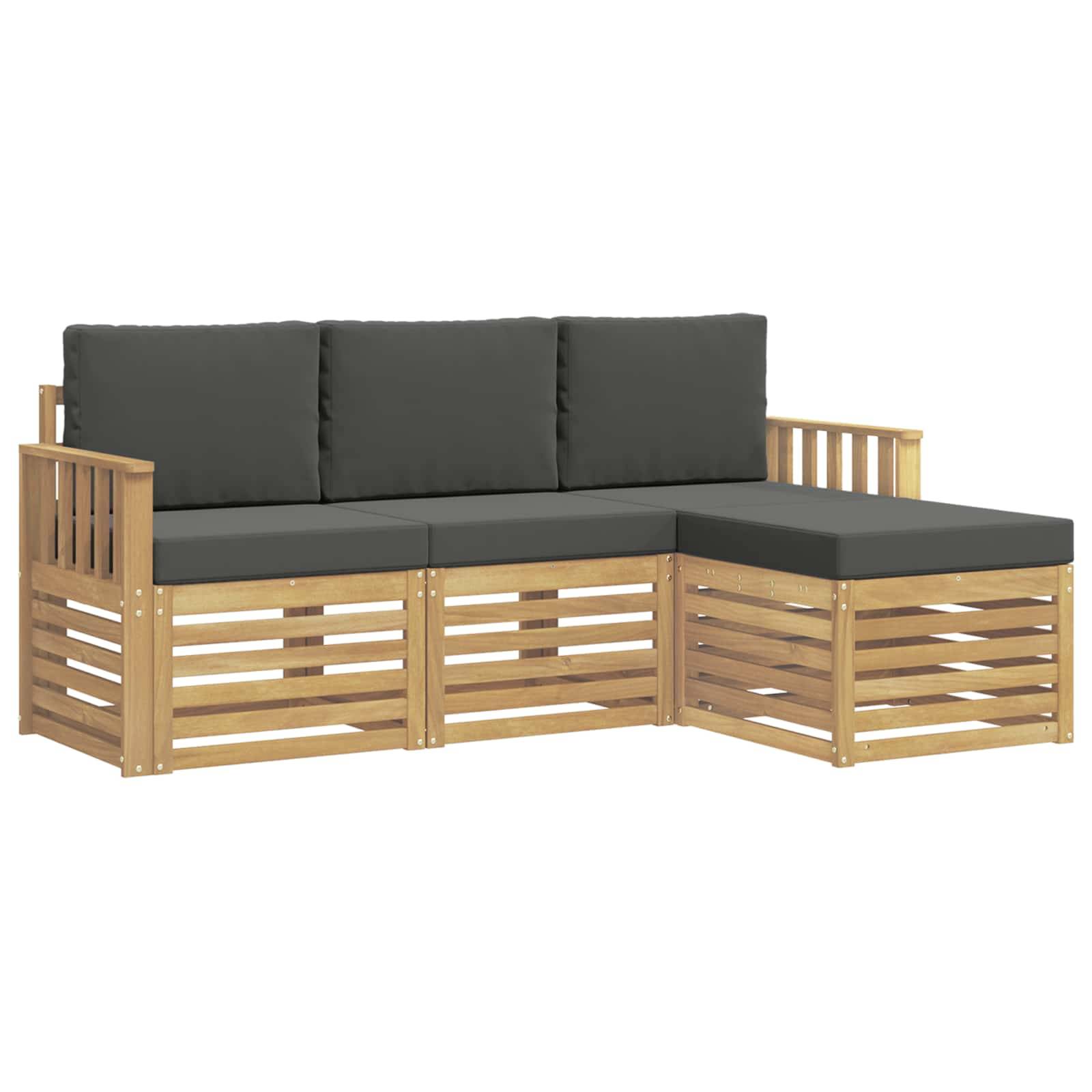 vidaXL Outdoor-Sofagarnitur 4 pcs Weiß und Anthrazit