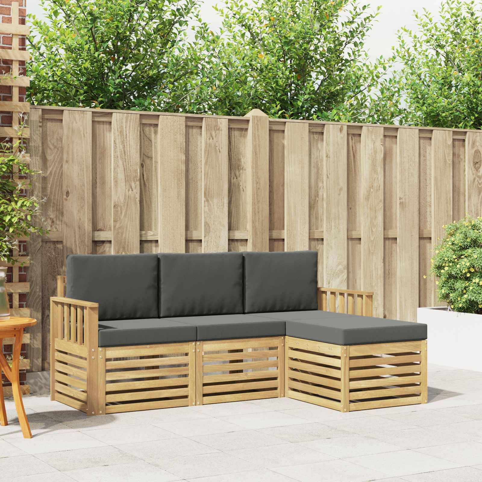 vidaXL Outdoor-Sofagarnitur 4 pcs Weiß und Anthrazit