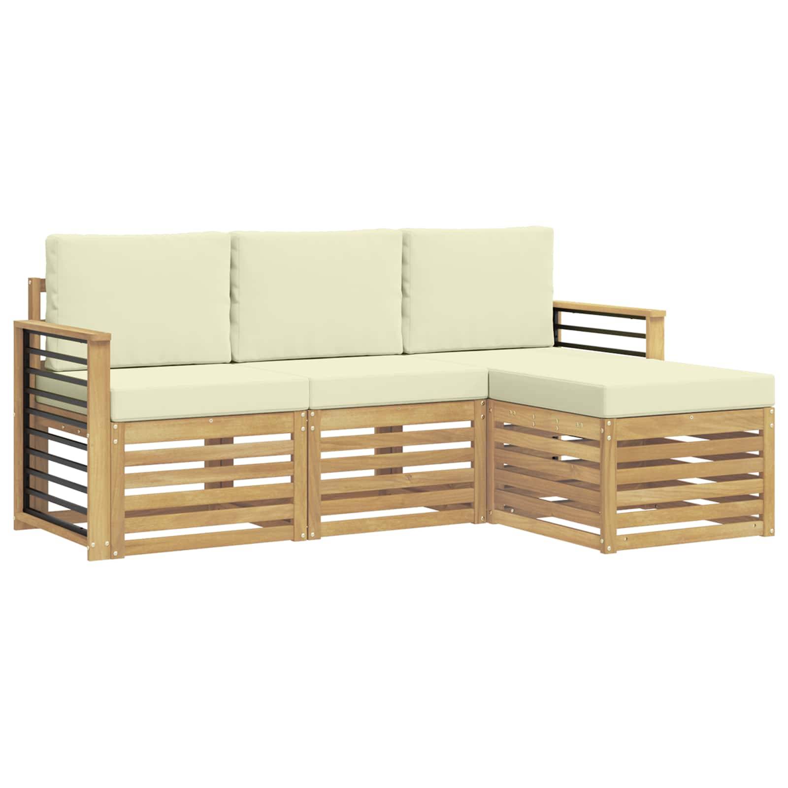 vidaXL Outdoor-Sofagarnitur 4 pcs Weiß und Creme 189,5 x 122,5 x 73 cm