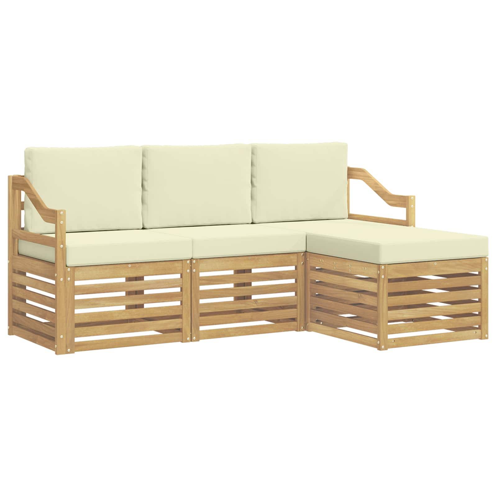 vidaXL Outdoor-Sofagarnitur 4 pcs Weiß und Creme 185,5 x 122,5 x 73 cm
