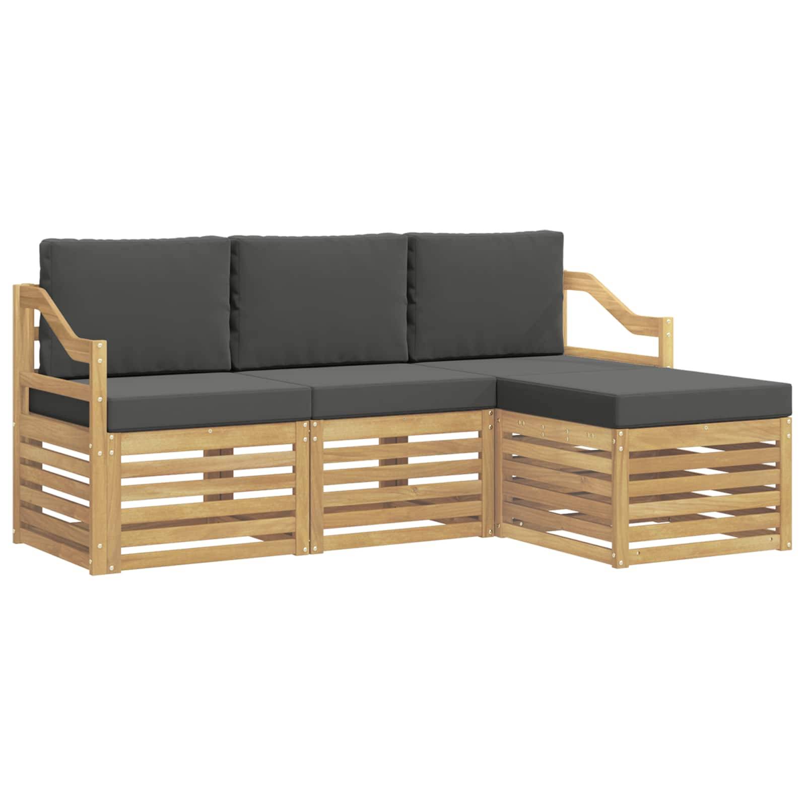 vidaXL Outdoor-Sofagarnitur 4 pcs Weiß und Anthrazit