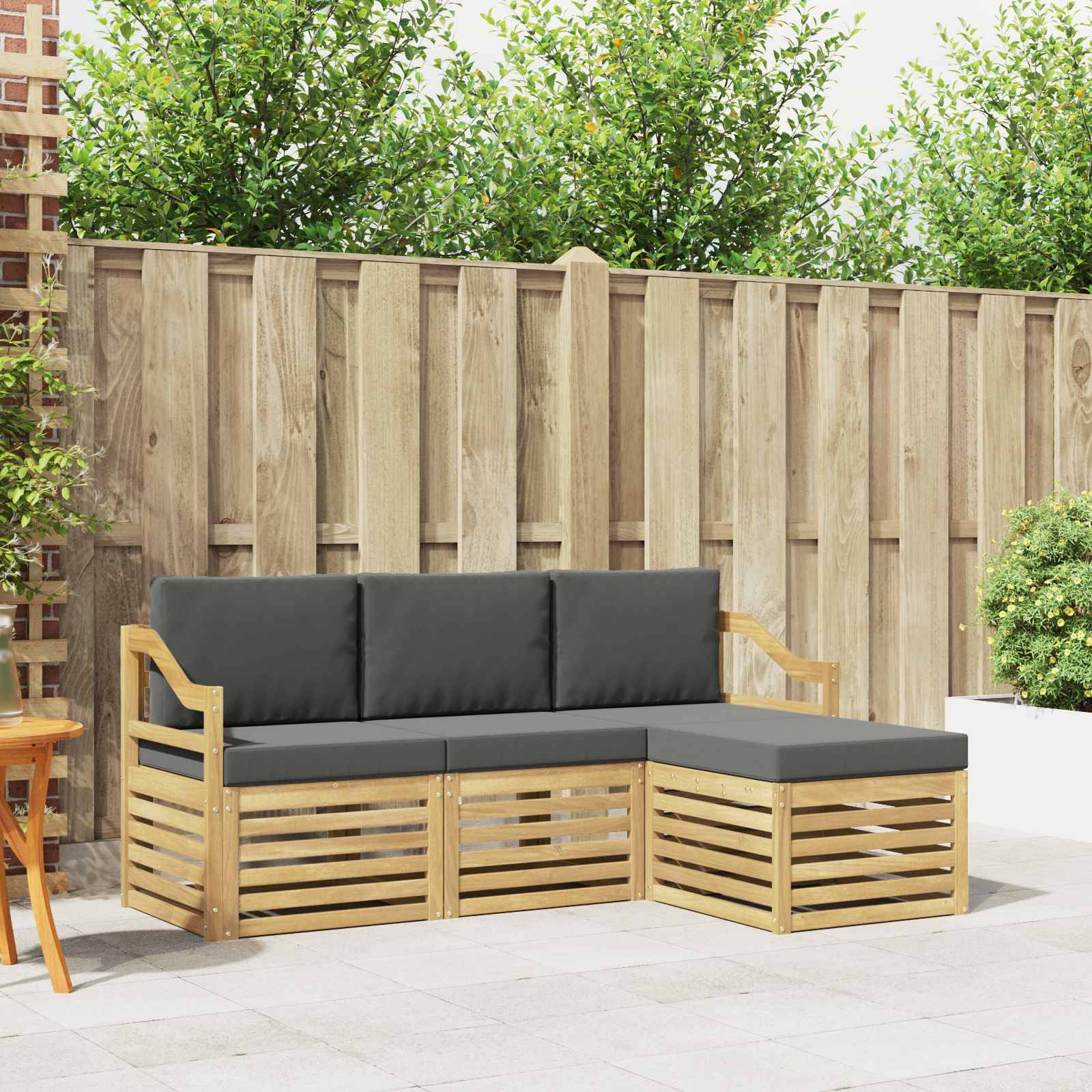 vidaXL Outdoor-Sofagarnitur 4 pcs Weiß und Anthrazit
