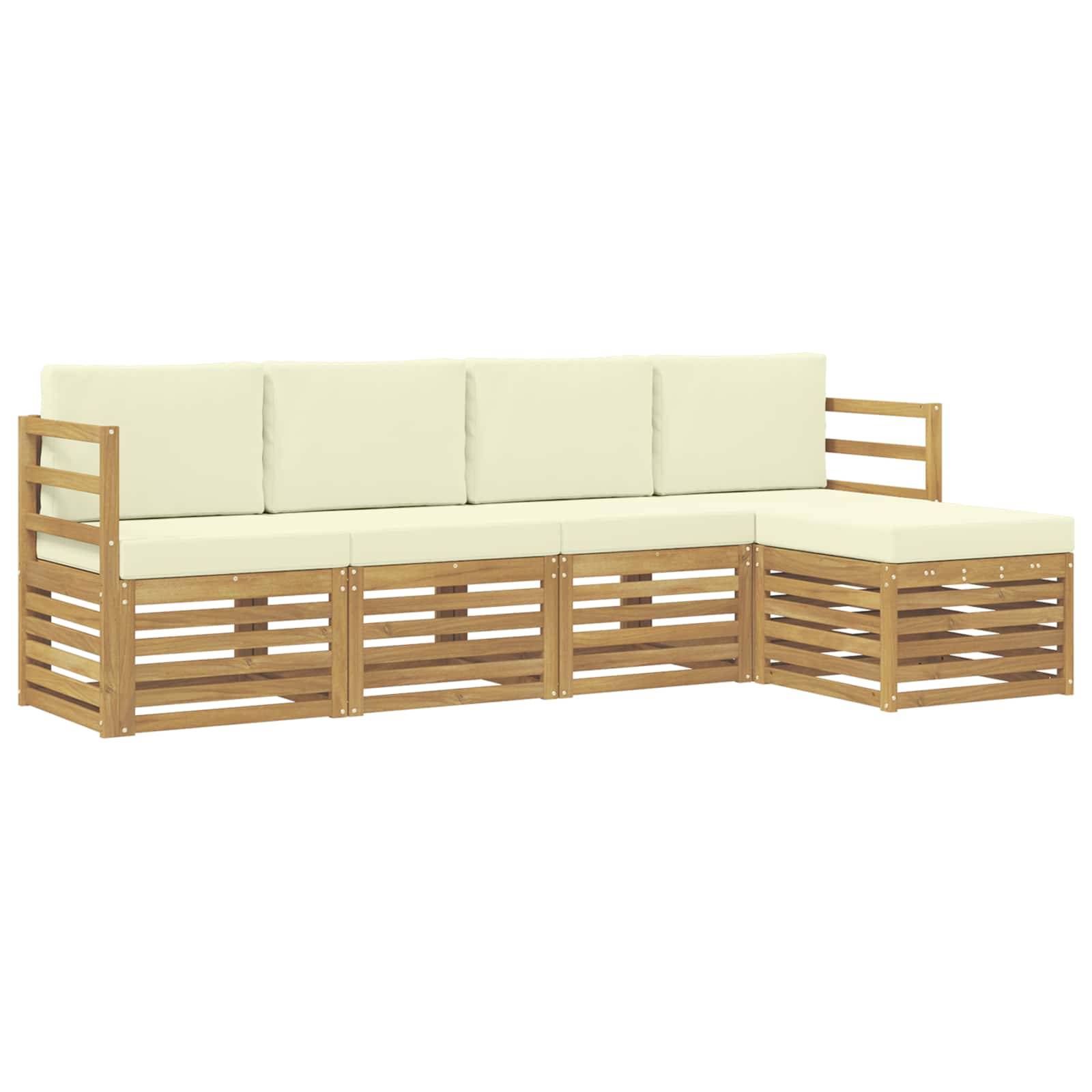 vidaXL Outdoor-Sofagarnitur 5 pcs Weiß und Creme 245 x 122,5 x 73 cm
