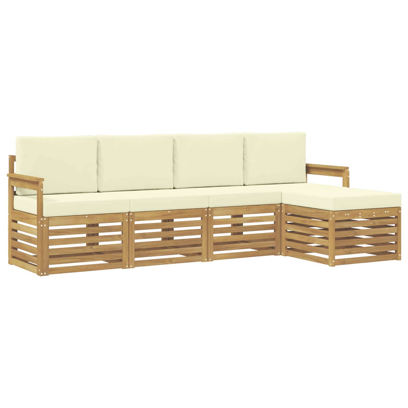 vidaXL Outdoor-Sofagarnitur 5 pcs Weiß und Creme 249 x 122,5 x 73 cm