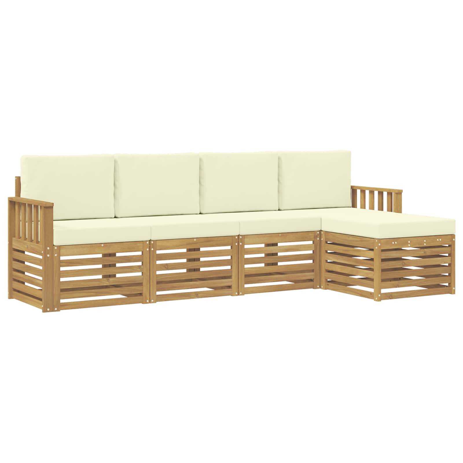 vidaXL Outdoor-Sofagarnitur 5 pcs Weiß und Creme 249 x 122,5 x 73 cm