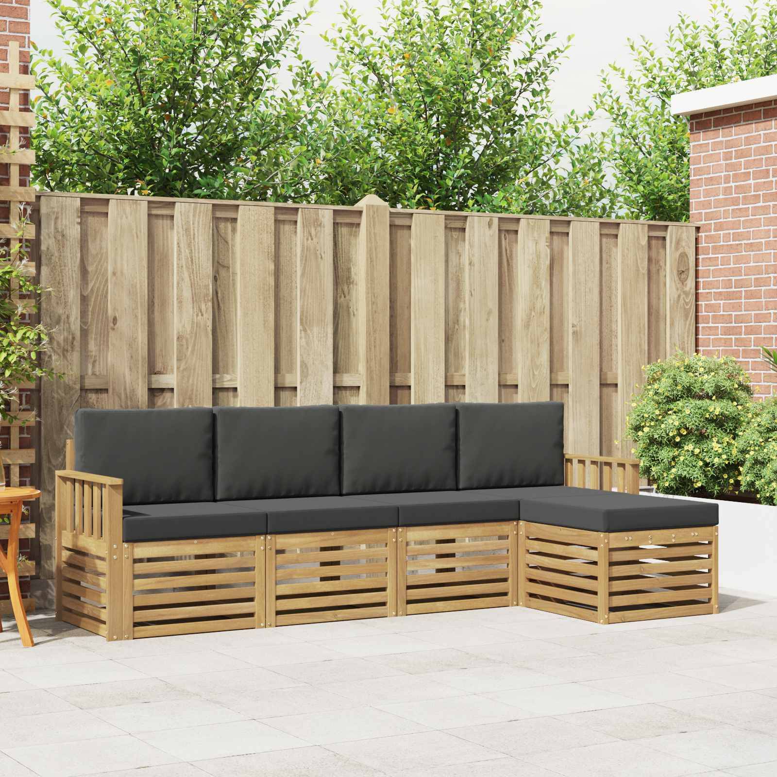 vidaXL Outdoor-Sofagarnitur 5 pcs Weiß und Anthrazit