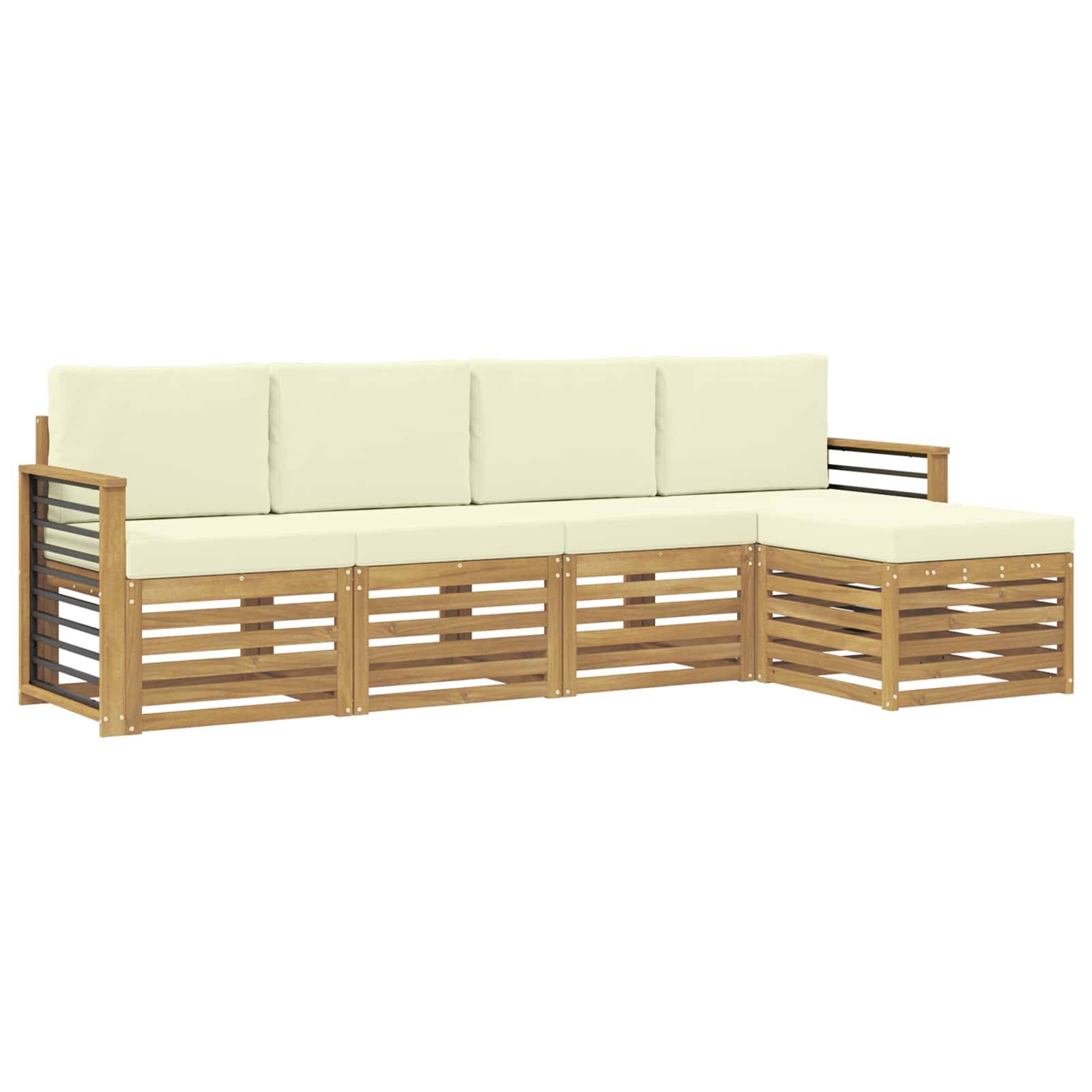 vidaXL Outdoor-Sofagarnitur 5 pcs Weiß und Creme 249 x 122,5 x 73 cm