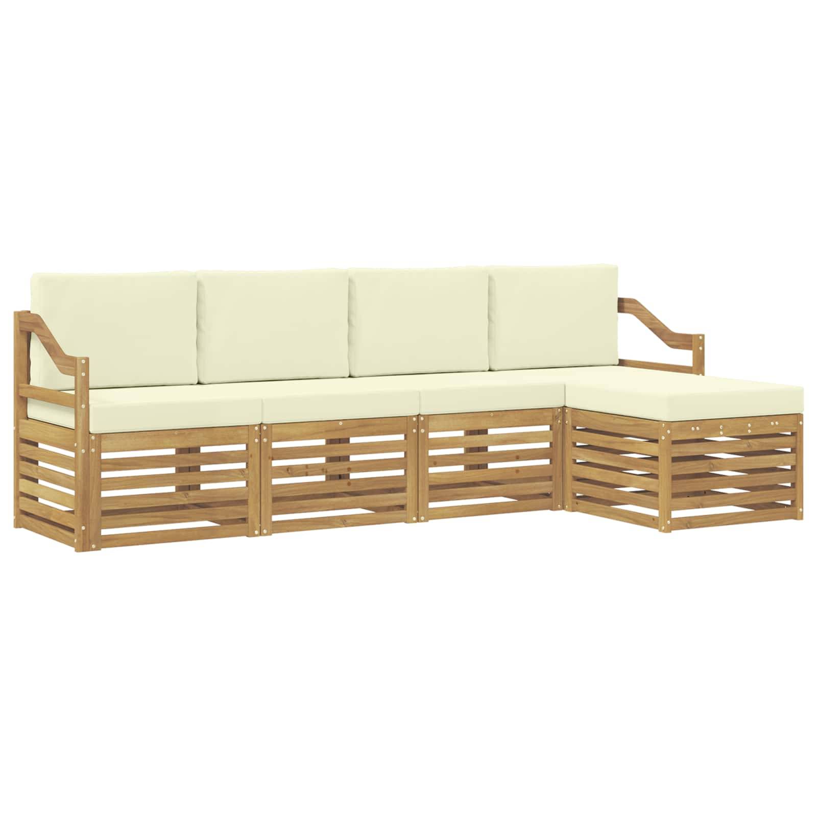 vidaXL Outdoor-Sofagarnitur 5 pcs Weiß und Creme 245 x 122,5 x 73 cm