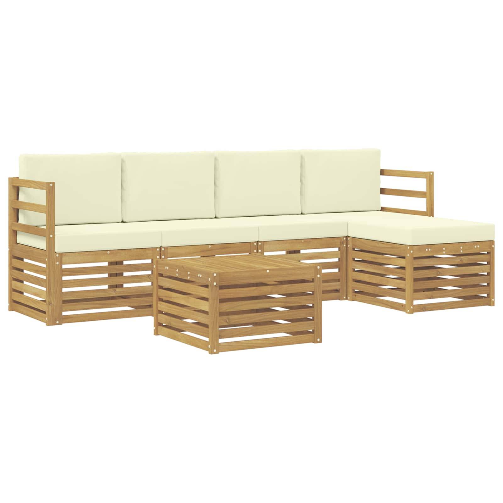 vidaXL Outdoor-Sofagarnitur 6 pcs Weiß und Creme 59 x 59 x 37 cm