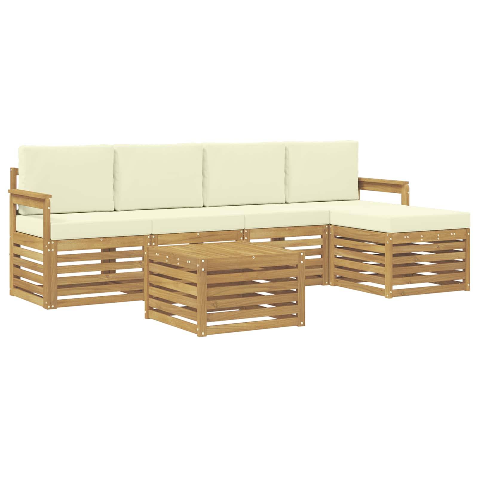vidaXL Outdoor-Sofagarnitur 6 pcs Weiß und Creme 59 x 59 x 37 cm