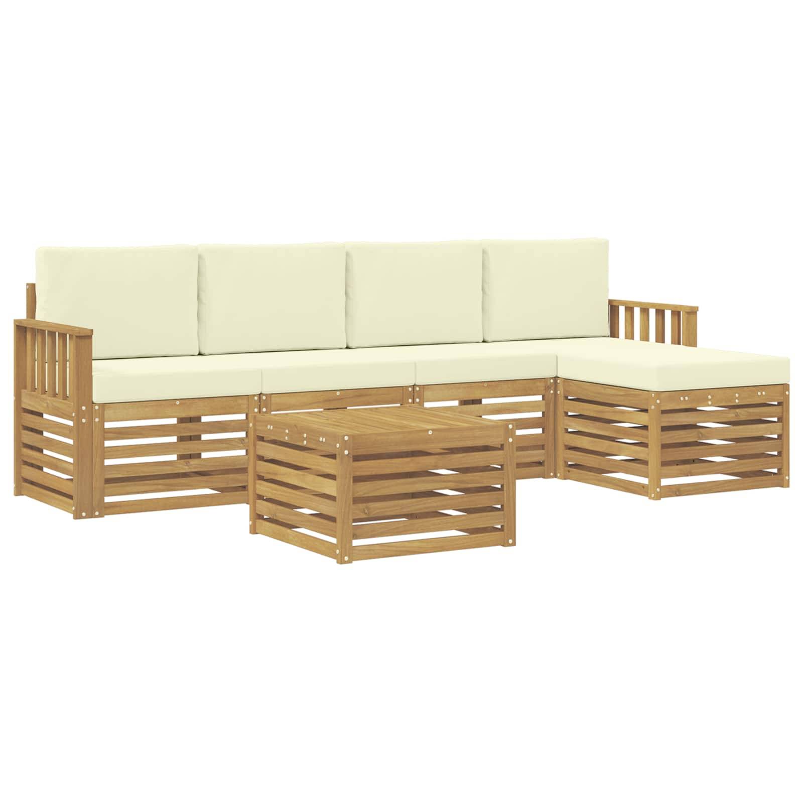 vidaXL Outdoor-Sofagarnitur 6 pcs Weiß und Creme 59 x 59 x 37 cm