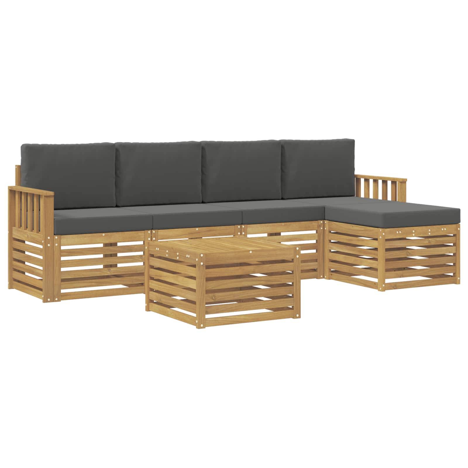 vidaXL Outdoor-Sofagarnitur 6 pcs Weiß und Anthrazit 59 x 59 x 37 cm