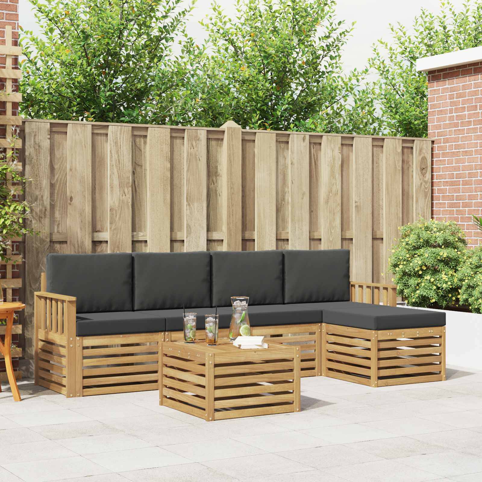 vidaXL Outdoor-Sofagarnitur 6 pcs Weiß und Anthrazit 59 x 59 x 37 cm