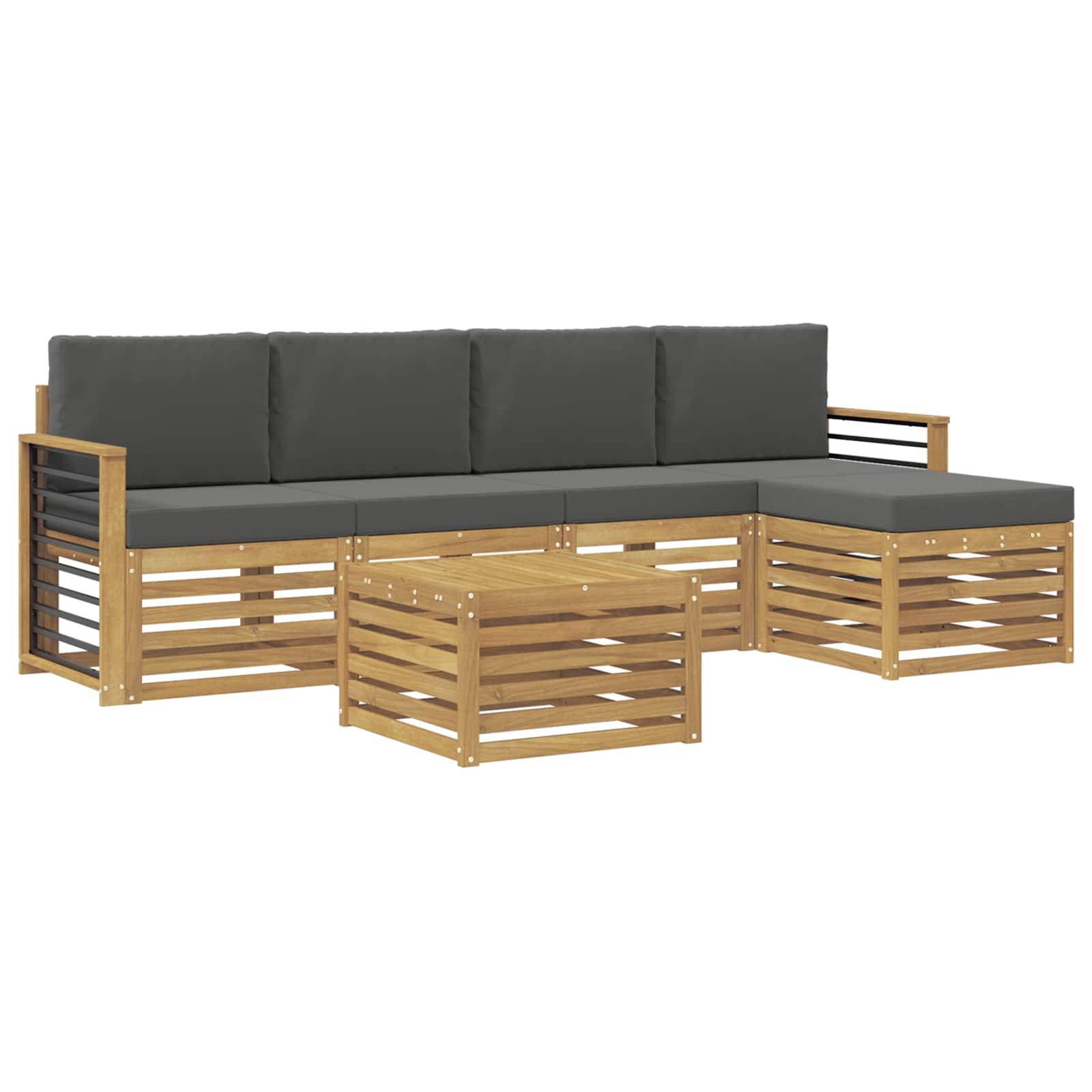 vidaXL Outdoor-Sofagarnitur 6 pcs Weiß und Anthrazit 59 x 59 x 37 cm