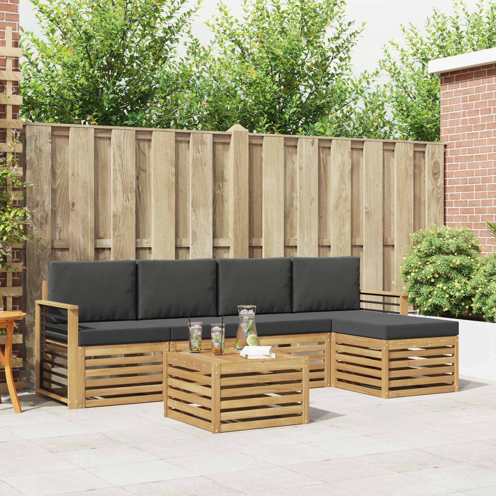vidaXL Outdoor-Sofagarnitur 6 pcs Weiß und Anthrazit 59 x 59 x 37 cm