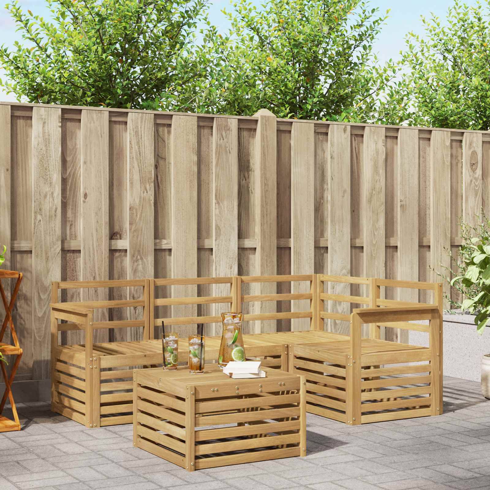 vidaXL Outdoor-Sofagarnitur 5 pcs Weiß 59 x 59 x 37 cm